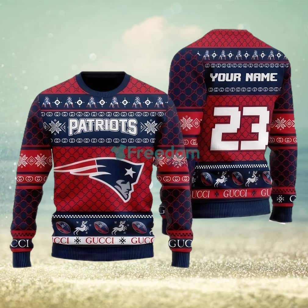 NFL New England Patriots Ugly Christmas Sweater Custom Name And Number NFL New England Patriots Ugly Christmas Sweater Custom Name And Number