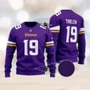 Purple NFL Minnesota Vikings Ugly Christmas Sweater Thielen 19 Season Custom Name And Number