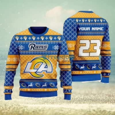 NFL Los Angeles Rams Ugly Christmas Sweater Custom Name And Number