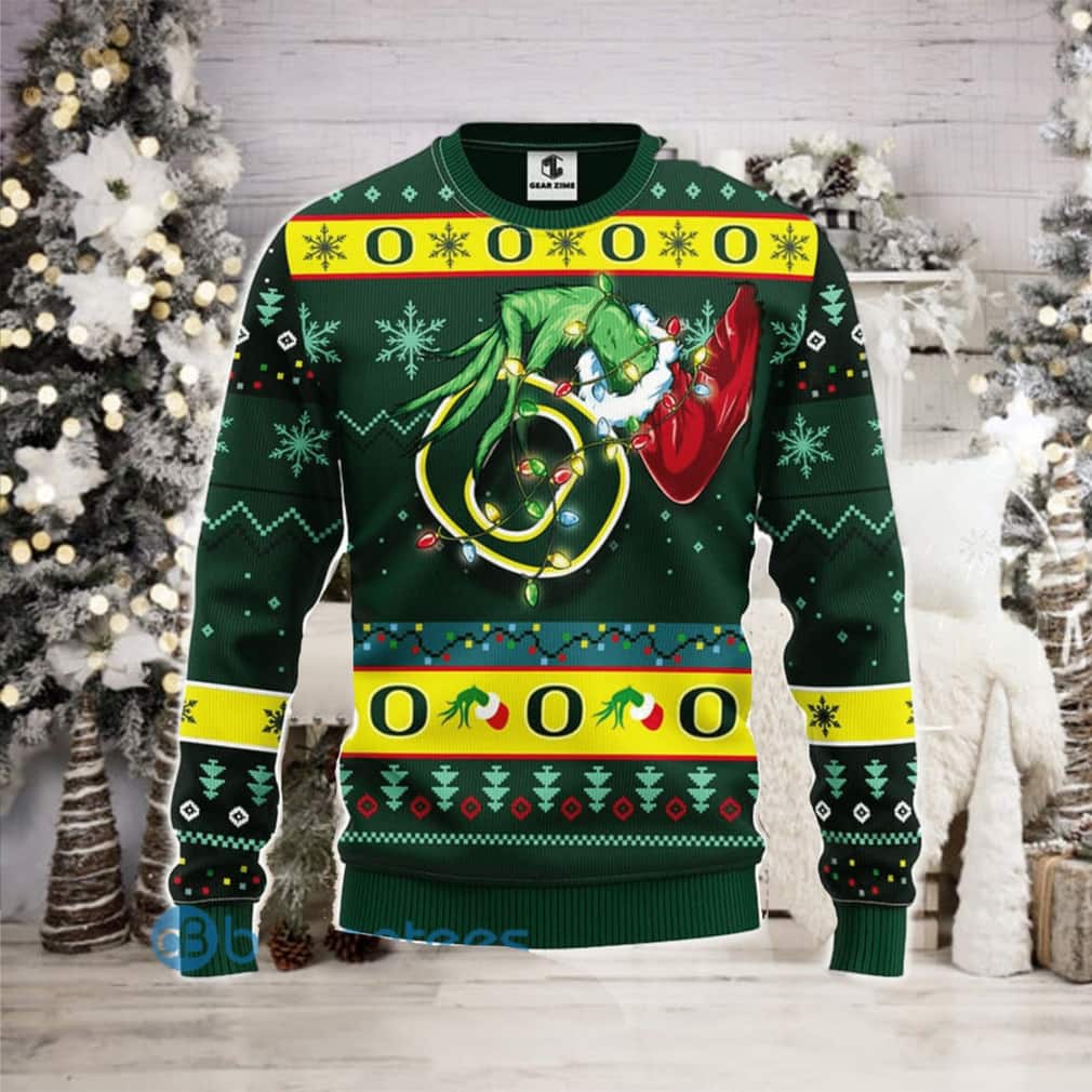Green Grinch NCAA Oregon Ducks Ugly Christmas Sweater Green Grinch NCAA Oregon Ducks Ugly Christmas Sweater