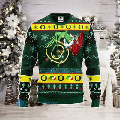 Green Grinch NCAA Oregon Ducks Ugly Christmas Sweater Green Grinch NCAA Oregon Ducks Ugly Christmas Sweater