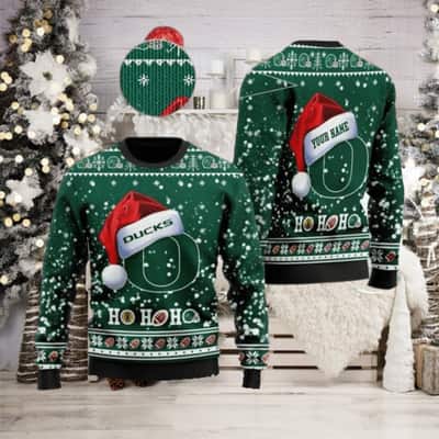 NCAA Oregon Ducks Ugly Christmas Sweater Santa Claus Custom Name