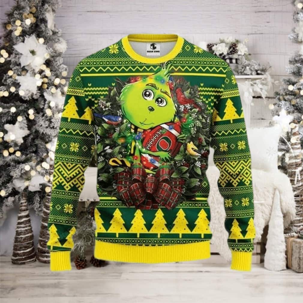 Funny Grinch Loves NCAA Oregon Ducks Ugly Christmas Sweater Funny Grinch Loves NCAA Oregon Ducks Ugly Christmas Sweater