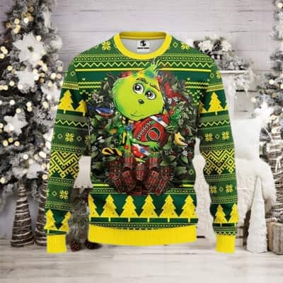 Funny Grinch Loves NCAA Oregon Ducks Ugly Christmas Sweater