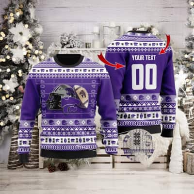 NCAA Kansas State Wildcats Ugly Christmas Sweater Custom Name Number