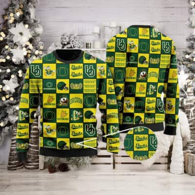 NCAA Oregon Ducks Ugly Christmas Sweater Logos
