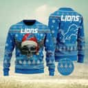 Blue NFL Detroit Lions Ugly Christmas Sweater Skull Santa
