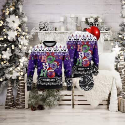 NCAA Kansas State Wildcats Ugly Christmas Sweater Ho Ho Ho