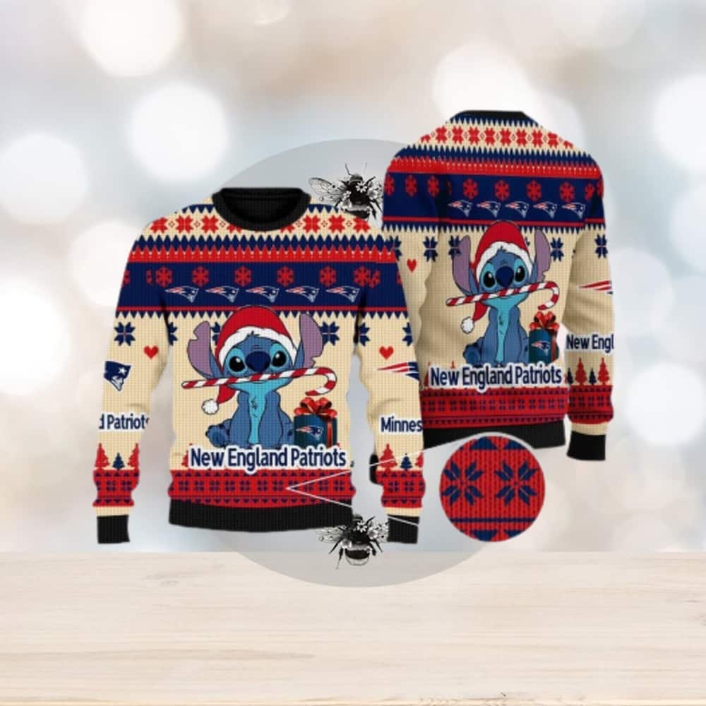 Cute Stitch NFL New England Patriots Ugly Christmas Sweater