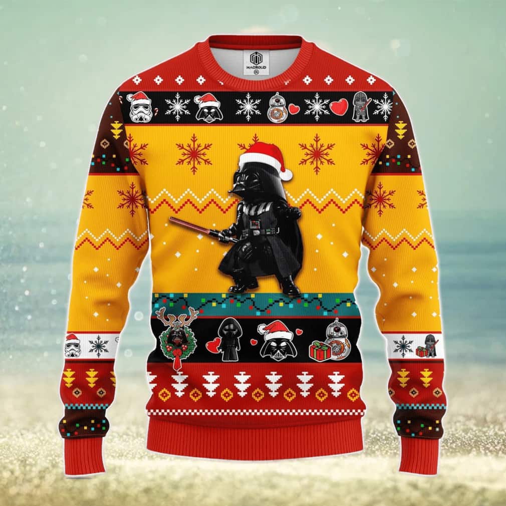 Cute Darth Vader Ugly Christmas Sweater Stormtrooper R2-D2