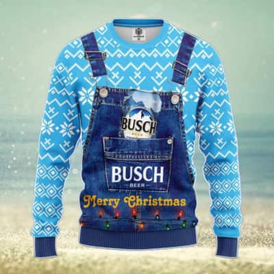 Busch Beer Ugly Christmas Sweater Merry Christmas