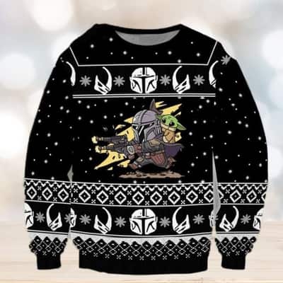 Black Baby Yoda Star Wars Ugly Christmas Sweater Boba Fett Black Baby Yoda Star Wars Ugly Christmas Sweater Boba Fett