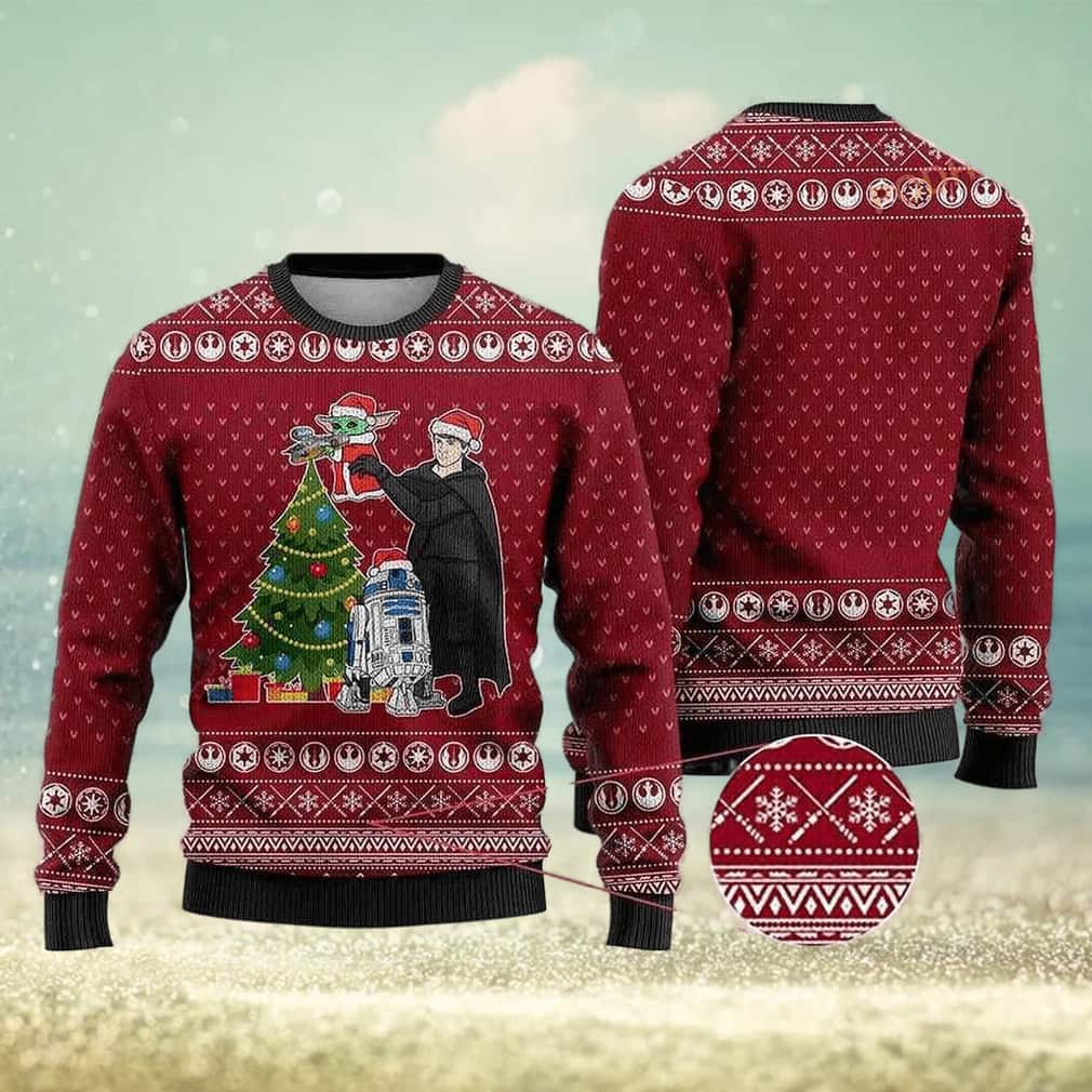 Baby Yoda Luke Star Wars Ugly Christmas Sweater R2-D2 Baby Yoda Luke Star Wars Ugly Christmas Sweater R2-D2