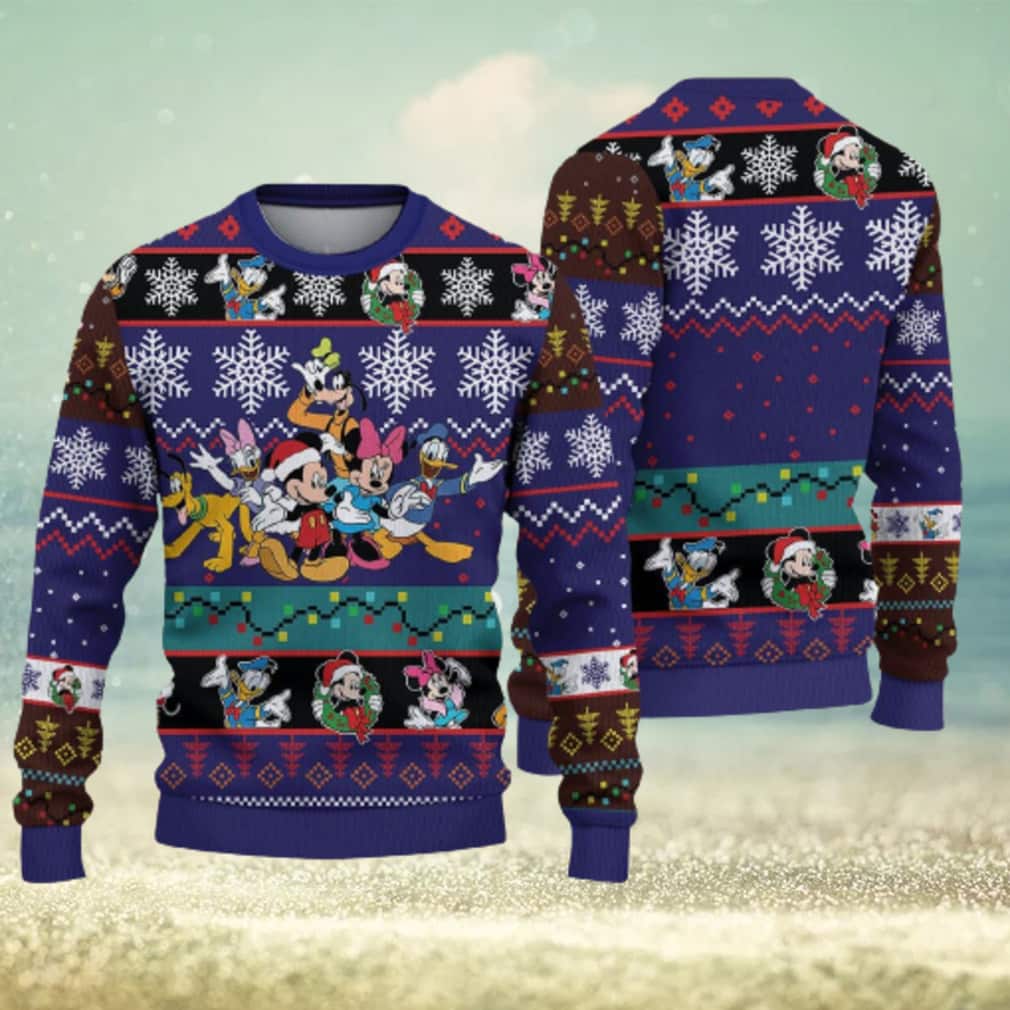 Disney Friends Ugly Christmas Sweater Snowflake Pattern