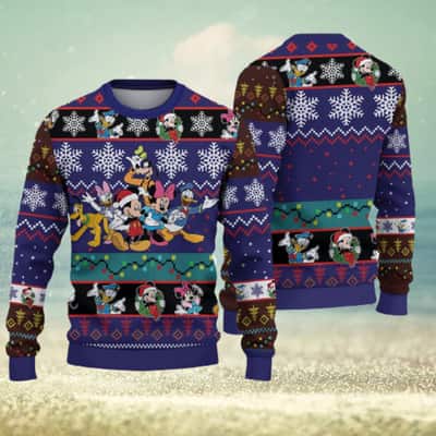 Disney Friends Ugly Christmas Sweater Snowflake Pattern