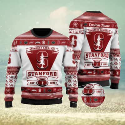NCAA Stanford Cardinal Ugly Christmas Sweater Custom Name