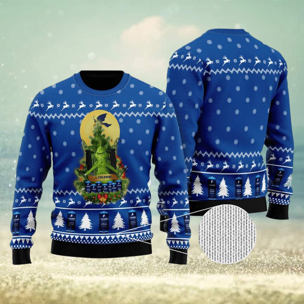 Blue Grinch La Colombe Ugly Christmas Sweater Snowflake Pattern Blue Grinch La Colombe Ugly Christmas Sweater Snowflake Pattern