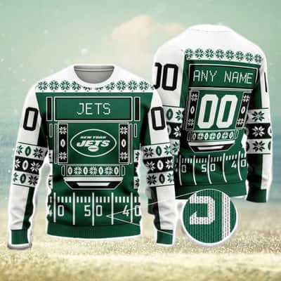 NFL New York Jets Ugly Christmas Sweater Custom Name And Number