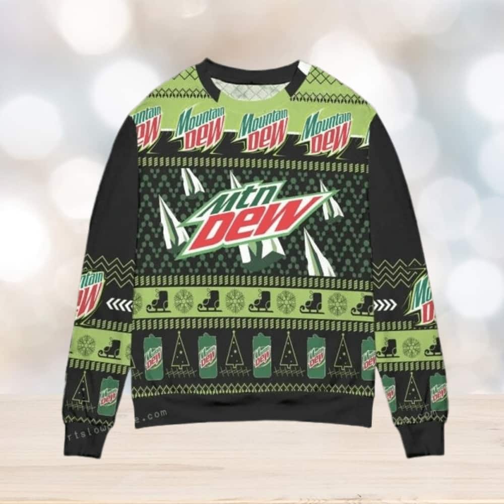 Mountain Dew Ugly Christmas Sweater Pine Tree Snowflake Mountain Dew Ugly Christmas Sweater Pine Tree Snowflake