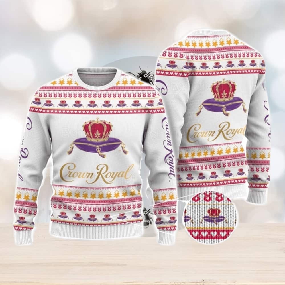 White Crown Royal Ugly Christmas Sweater Winter Gift White Crown Royal Ugly Christmas Sweater Winter Gift