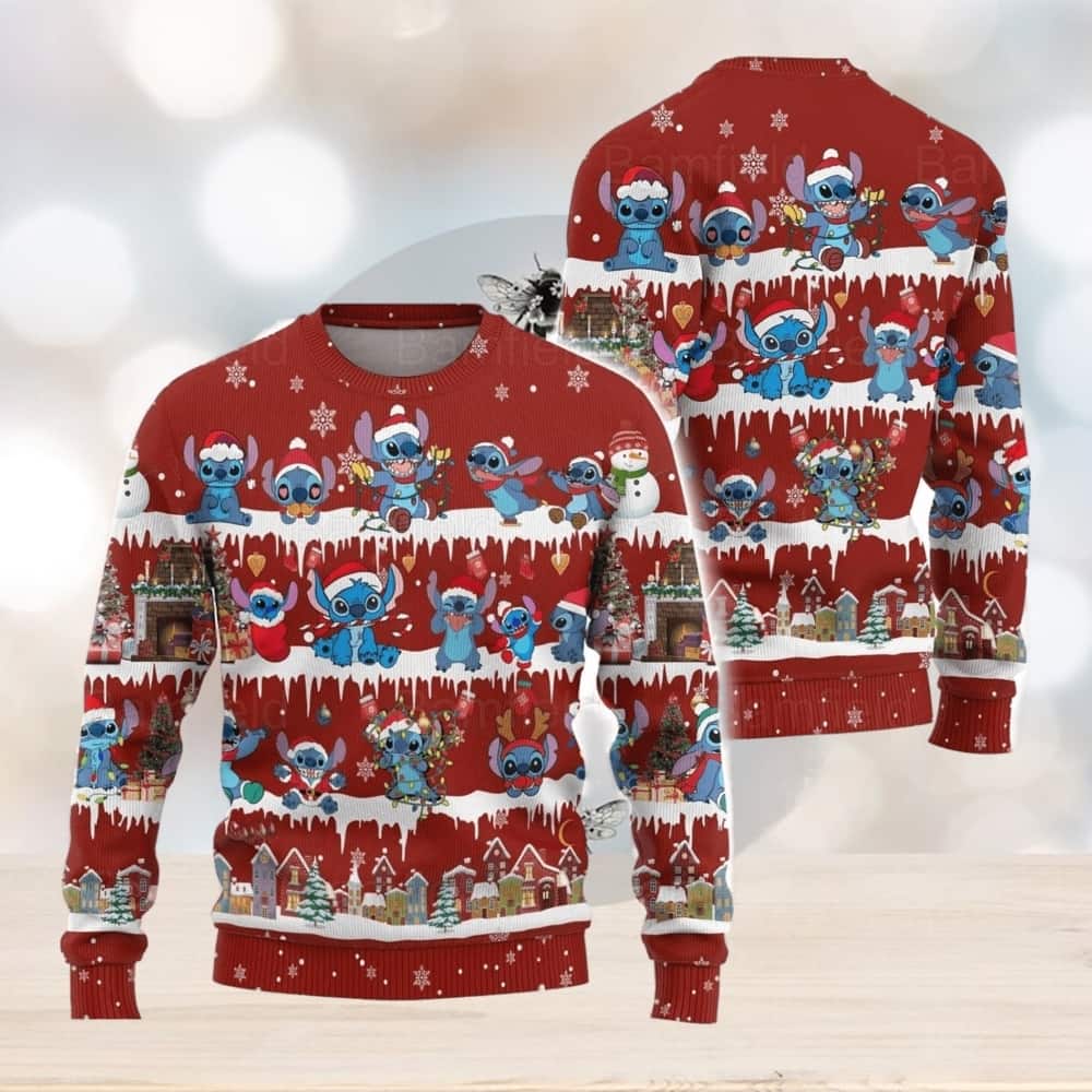 Red Stitch Ugly Christmas Sweater Xmas Gift