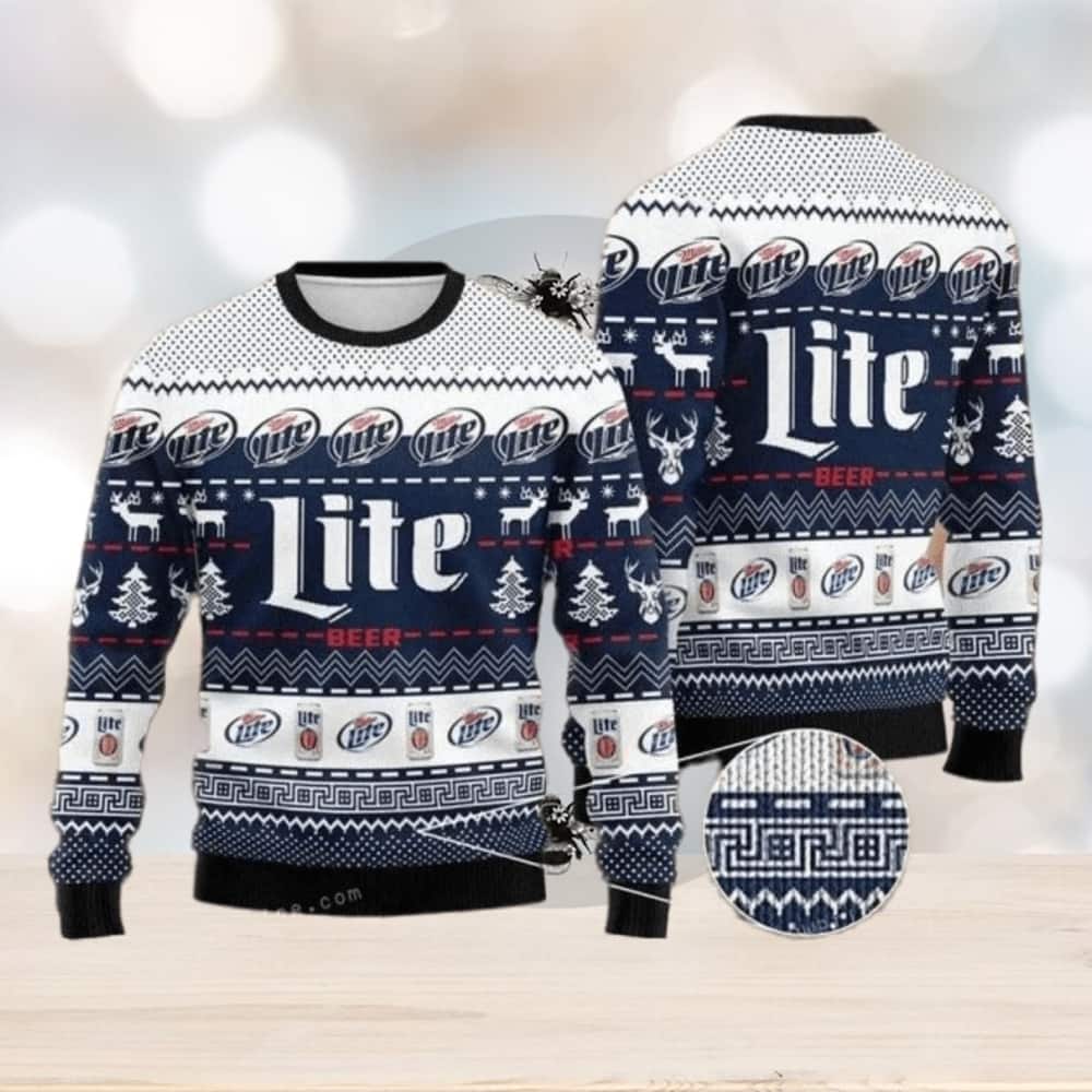 Miller Lite Ugly Christmas Sweater Winter Gift Miller Lite Ugly Christmas Sweater Winter Gift