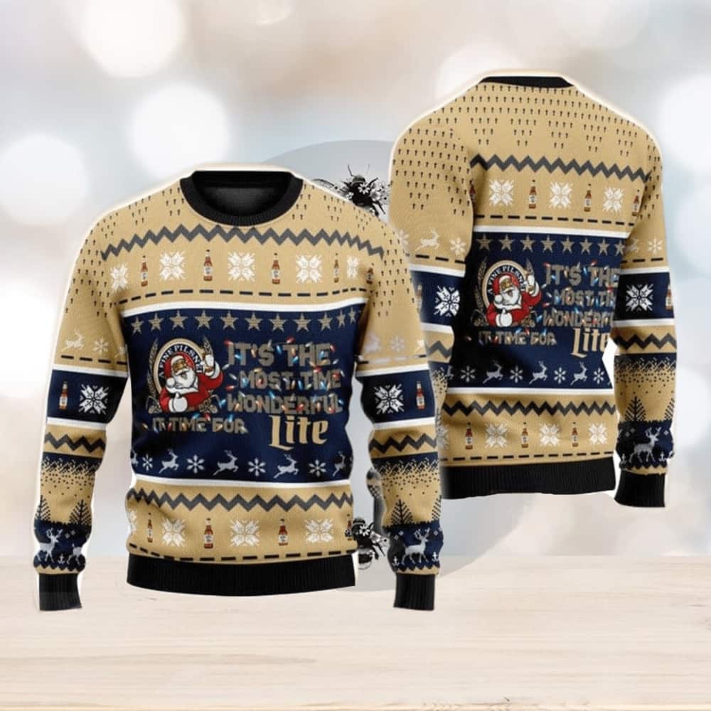It’s The Most Time Wonderful Miller Lite Ugly Christmas Sweater