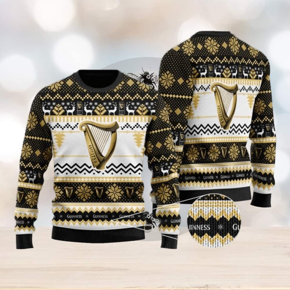 Guinness Beer Ugly Christmas Sweater Snowflake Pattern Guinness Beer Ugly Christmas Sweater Snowflake Pattern