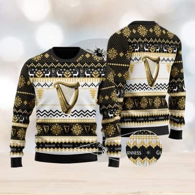 Guinness Beer Ugly Christmas Sweater Snowflake Pattern