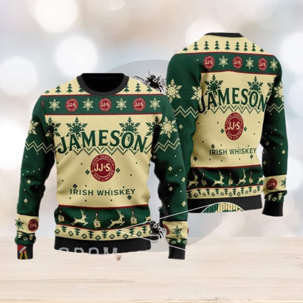 Jameson Irish Whiskey Ugly Christmas Sweater Snowflake Pattern Winter Gift Jameson Irish Whiskey Ugly Christmas Sweater Snowflake Pattern Winter Gift