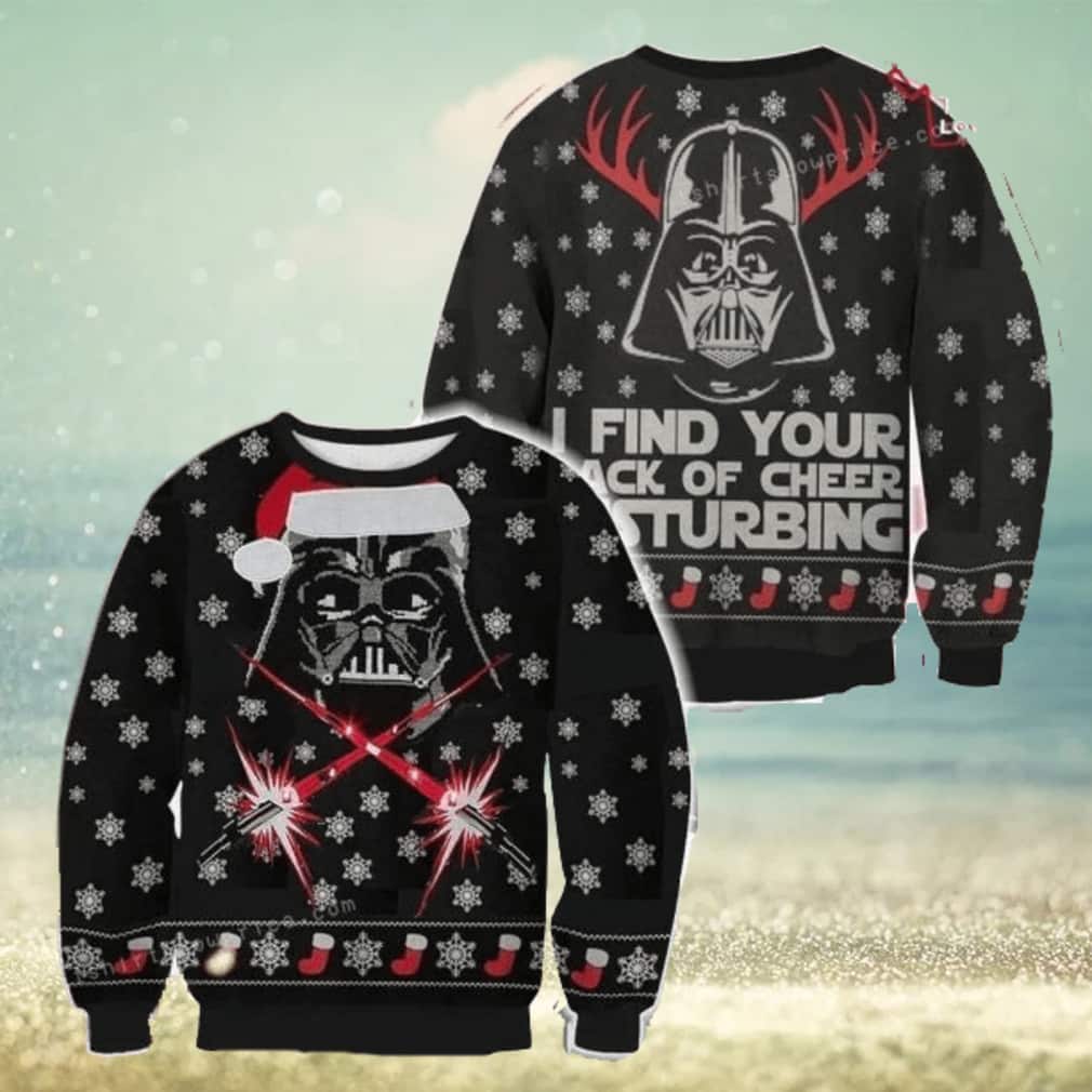 Black Darth Vader Star War Ugly Christmas Sweater I Find Your Lack Of Cheer Disturbing