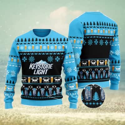 Keystone Light Ugly Christmas Sweater Snowflake Pattern