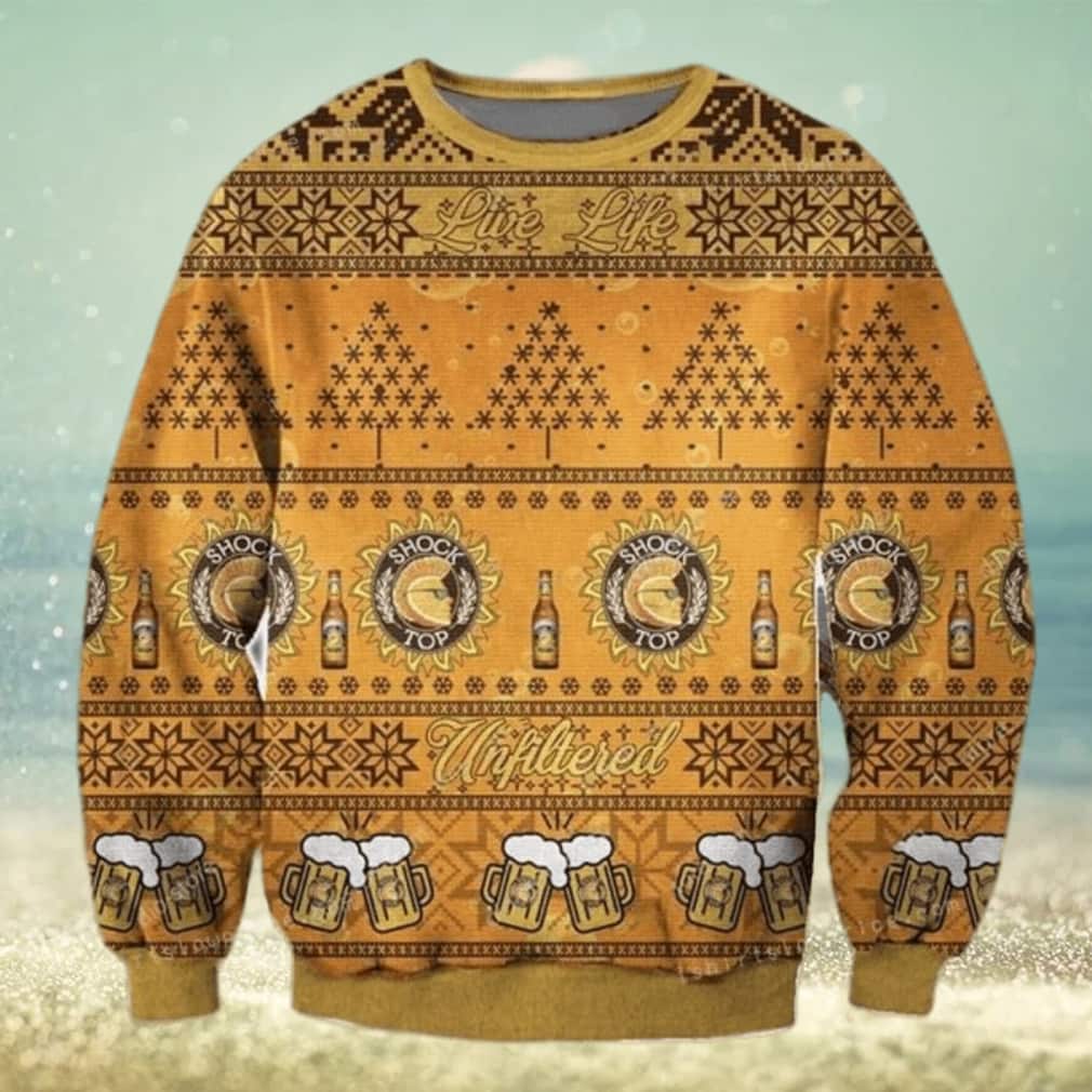 Unfiltered Beer Ugly Christmas Sweater Shock Top Unfiltered Beer Ugly Christmas Sweater Shock Top
