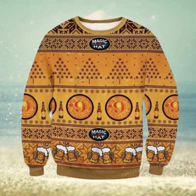Beer Ugly Christmas Sweater Magic Hat Snowflake Pattern