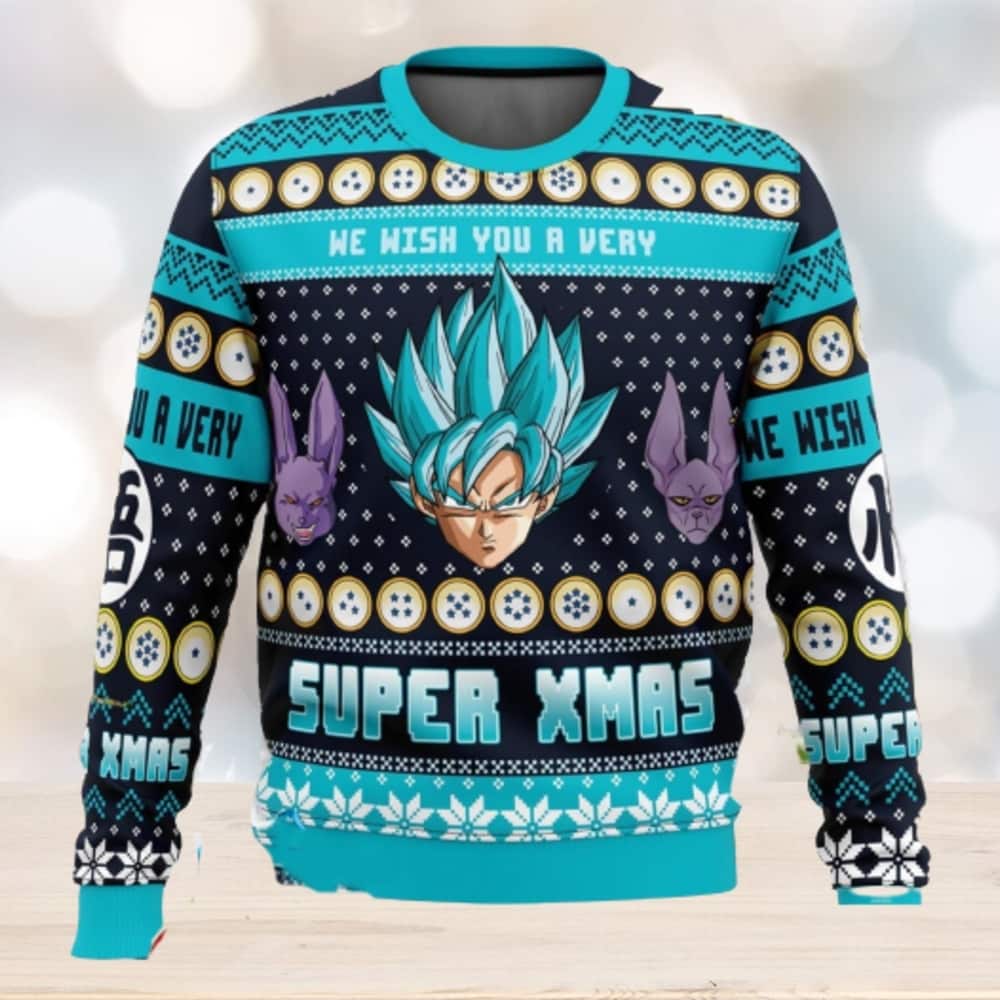 Dragon Ball Z Saiyan Ugly Christmas Sweater We Wish You A Very Super Xmas Dragon Ball Z Saiyan Ugly Christmas Sweater We Wish You A Very Super Xmas
