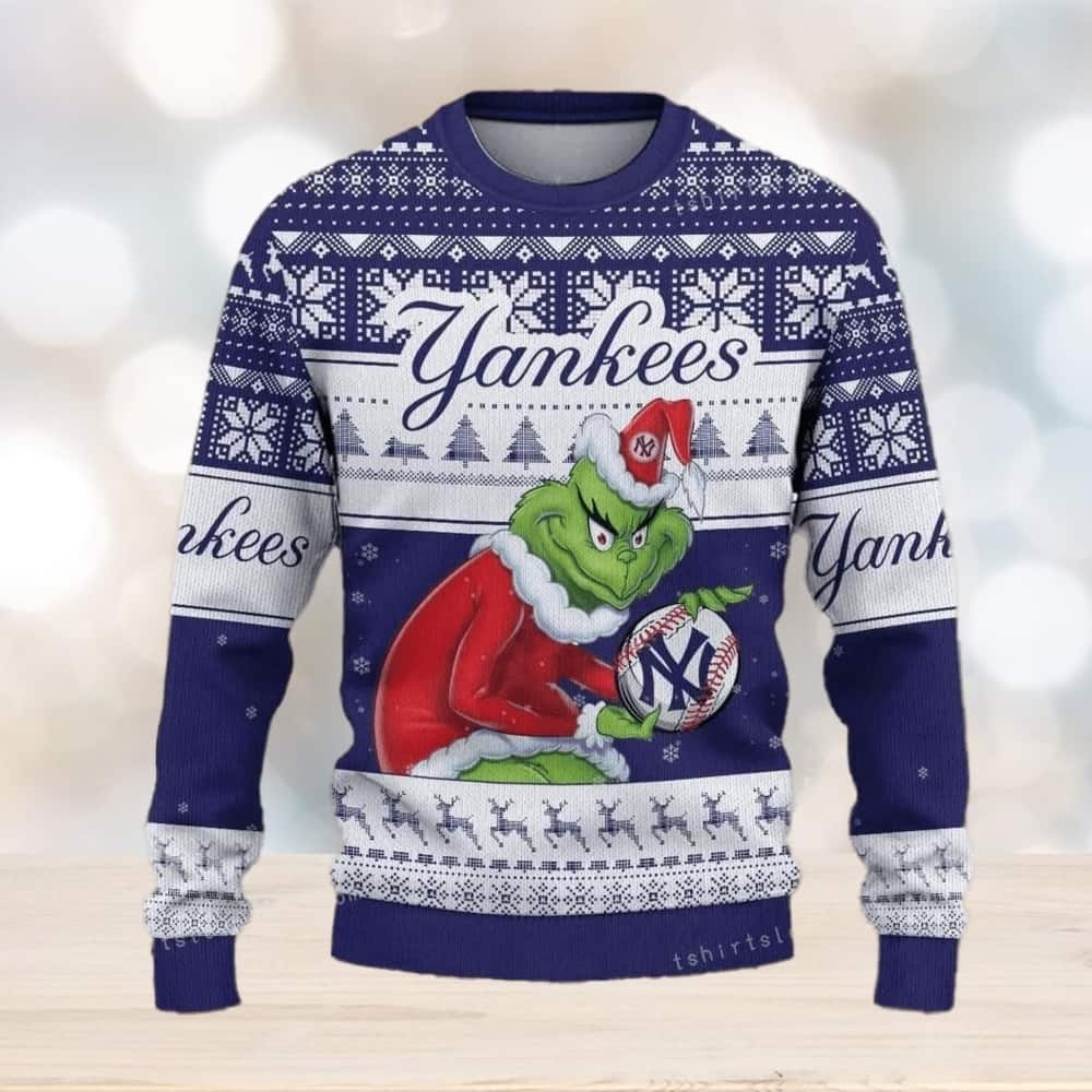 Funny Grinch MLB New York Yankees Ugly Christmas Sweater Snowflake Reindeer Funny Grinch MLB New York Yankees Ugly Christmas Sweater Snowflake Reindeer