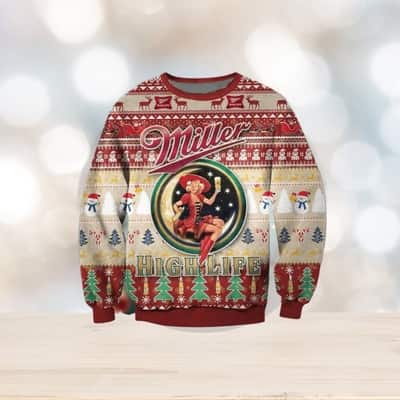 Miller High Lite Beer Ugly Christmas Sweater Winter Gift