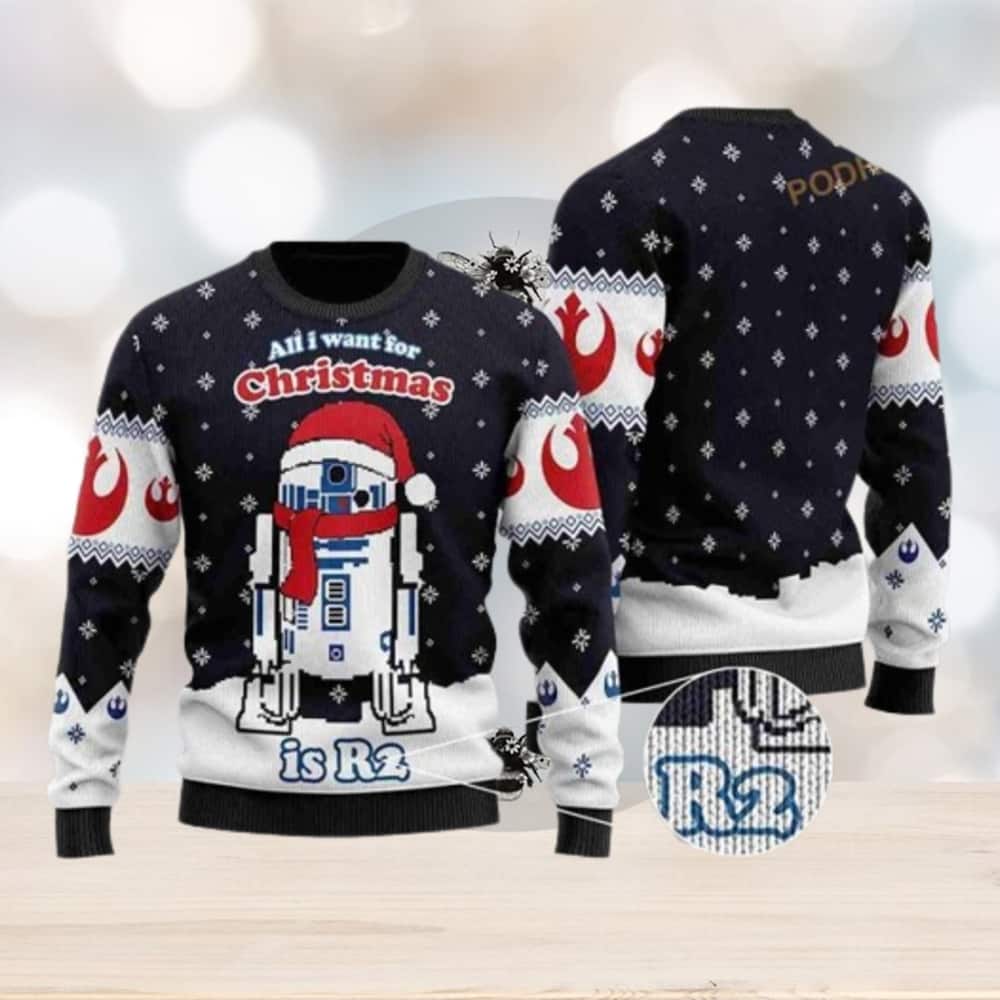 Star Wars R2-D2 Ugly Christmas Sweater All I Want For Christmas Is R2