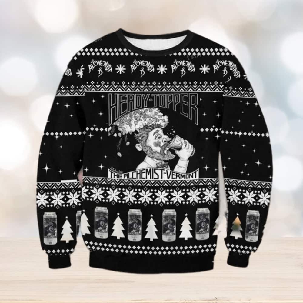 Black Heady Topper Alchemist Beer Ugly Christmas Sweater Black Heady Topper Alchemist Beer Ugly Christmas Sweater