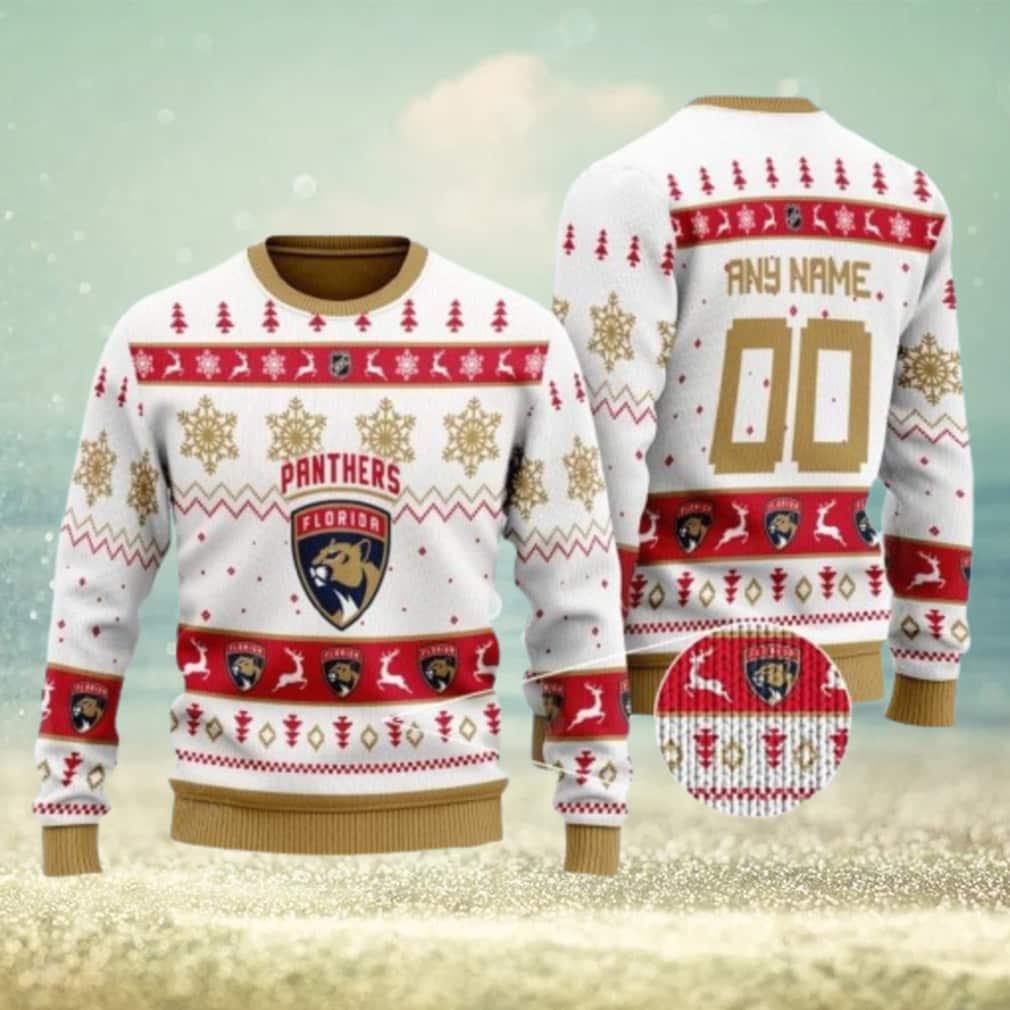 NHL Florida Panthers Ugly Christmas Sweater Custom Name Number