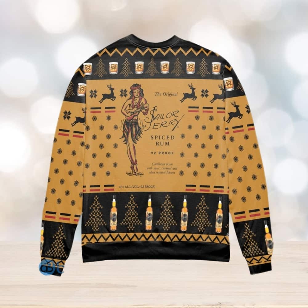Sailor Jerry Spiced Rum Ugly Christmas Sweater Snowflake And Reindeer Sailor Jerry Spiced Rum Ugly Christmas Sweater Snowflake And Reindeer
