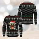 Black Baby Yoda Ugly Christmas Sweater Snowflake Pattern Black Baby Yoda Ugly Christmas Sweater Snowflake Pattern