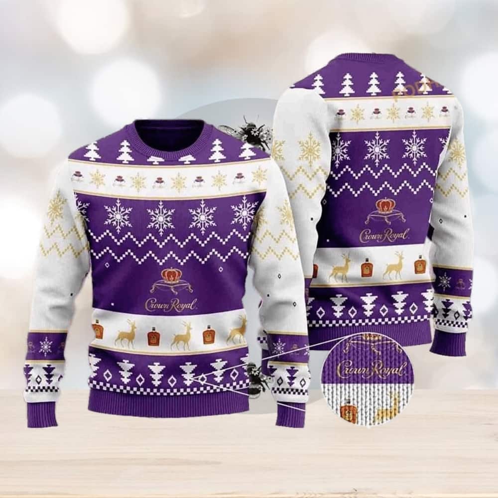 Crown Royal Ugly Christmas Sweater Reindeer Pine Tree Snowflake Crown Royal Ugly Christmas Sweater Reindeer Pine Tree Snowflake