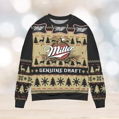 Miller Genuine Draft Ugly Christmas Sweater Snowflake Pattern