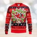 Red MLB Cleveland Indians Ugly Christmas Sweater Cute 12 Grinch Face