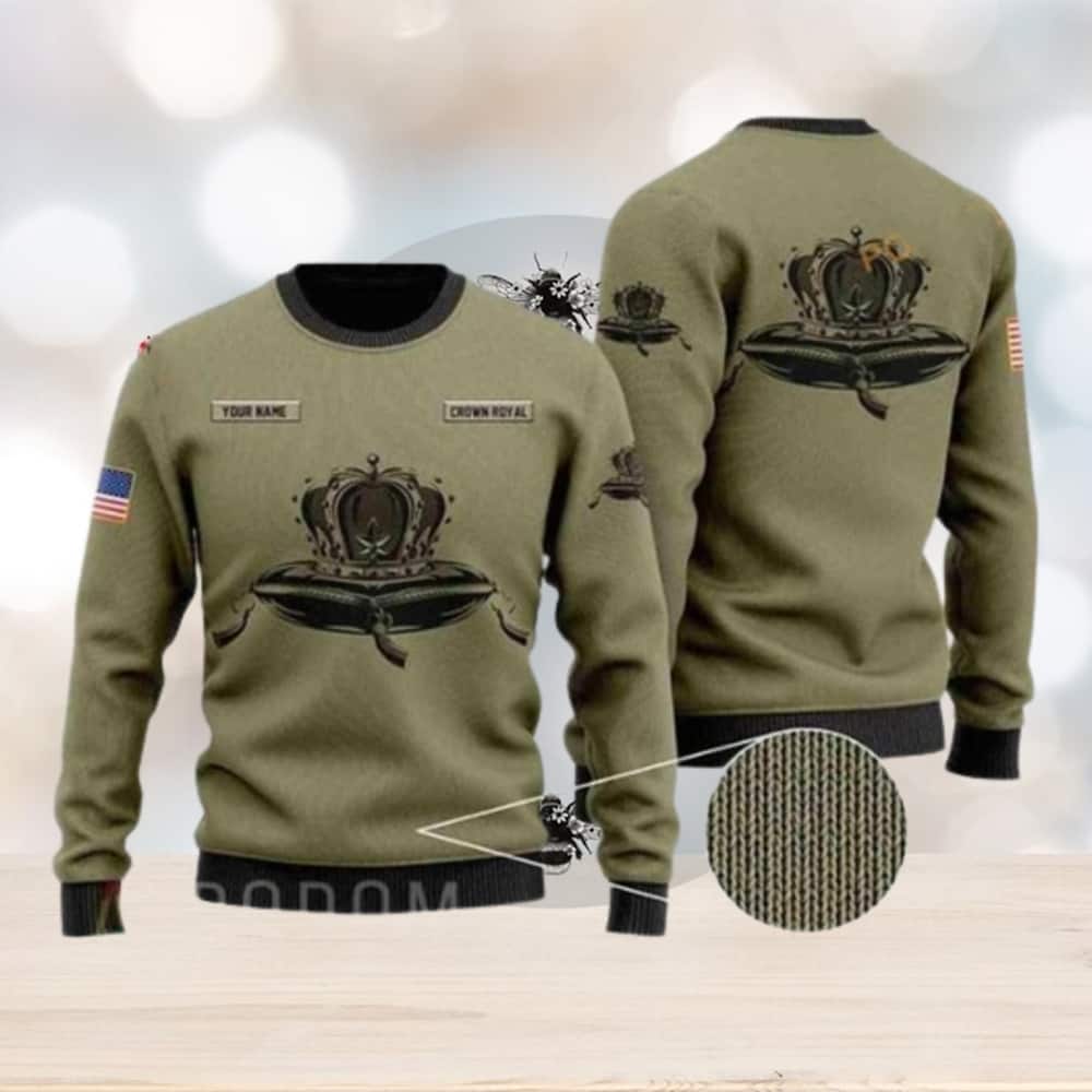 Crown Royal Ugly Christmas Sweater US Flag Custom Name Crown Royal Ugly Christmas Sweater US Flag Custom Name