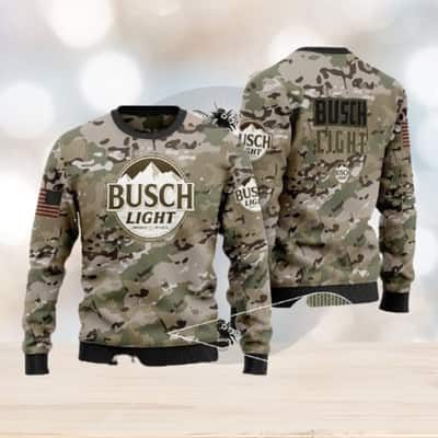 Busch Light Beer Ugly Christmas Sweater Camo Pattern Busch Light Beer Ugly Christmas Sweater Camo Pattern