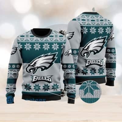 NFL Philadelphia Eagles Ugly Christmas Sweater Snowflakes Pattern