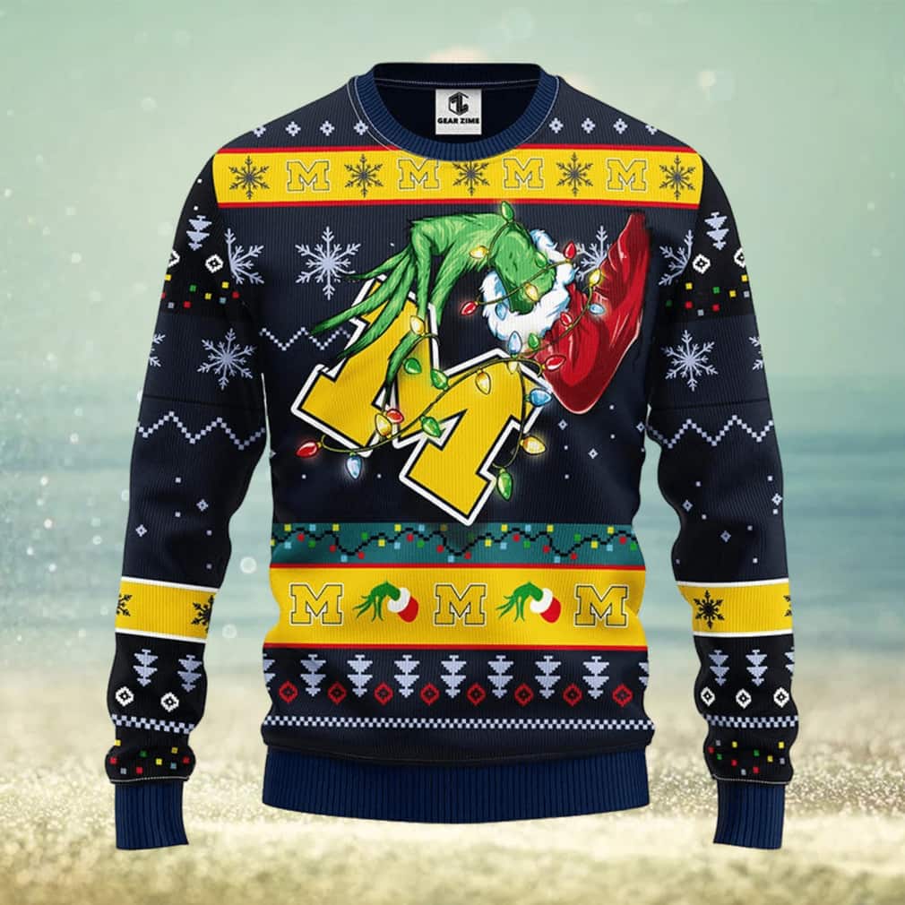 Grinch NCAA Michigan Wolverines Ugly Christmas Sweater Grinch NCAA Michigan Wolverines Ugly Christmas Sweater
