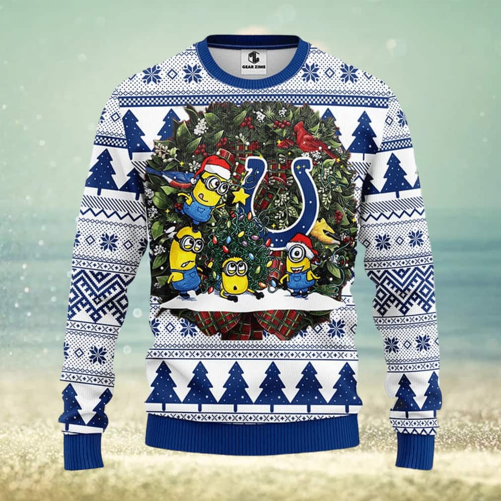 Cute Minion NFL Indianapolis Colts Ugly Christmas Sweater Cute Minion NFL Indianapolis Colts Ugly Christmas Sweater